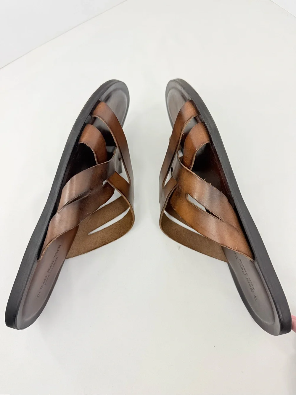 To Boot New York Adam Derrick PALM BEACH 100% Italian Leather Woven Slide Sandal